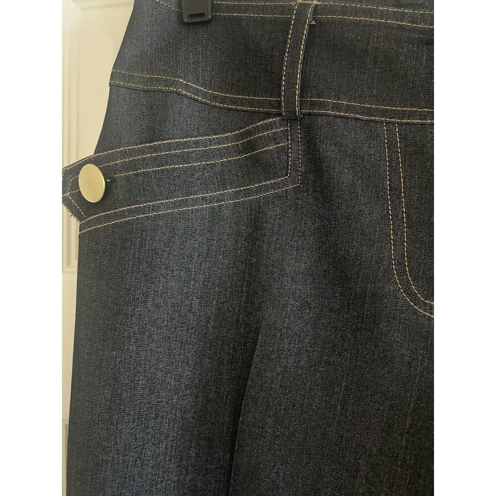 VTG Caché Couture High Rise Sailor Wide Leg Chambray Trouser Pants Sz 10 Y2K EYC - Picture 2 of 6